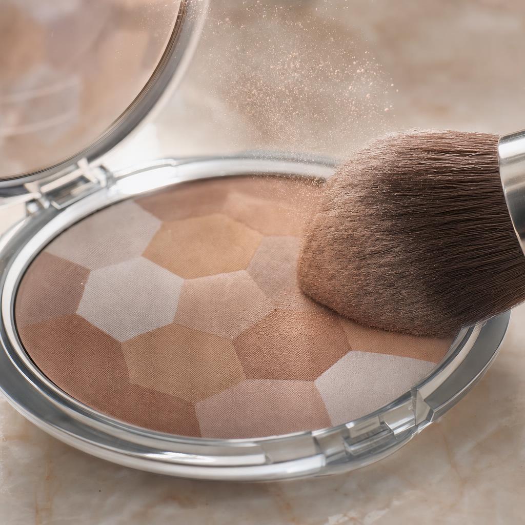 Detalle de los polvos multicolor Physicians Formula con brocha