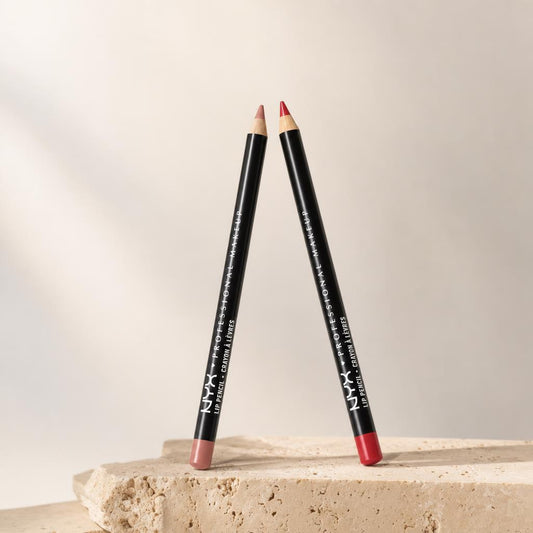 Pack de 2 perfiladores de labios NYX Slim Lip Pencil Nude Pink y Hot Red